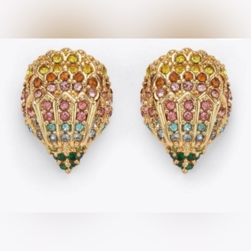 Kurt Geiger Gold-tone Multi-Color Crystal Teardrop Stud Earrings